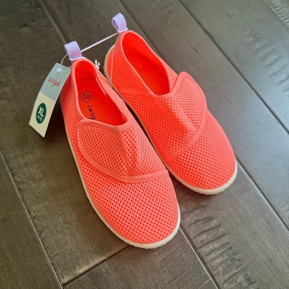 Cat & Jack Water Shoes Closed Toe Pink Teddy 11 / 12 Neon Orange Girls Kids